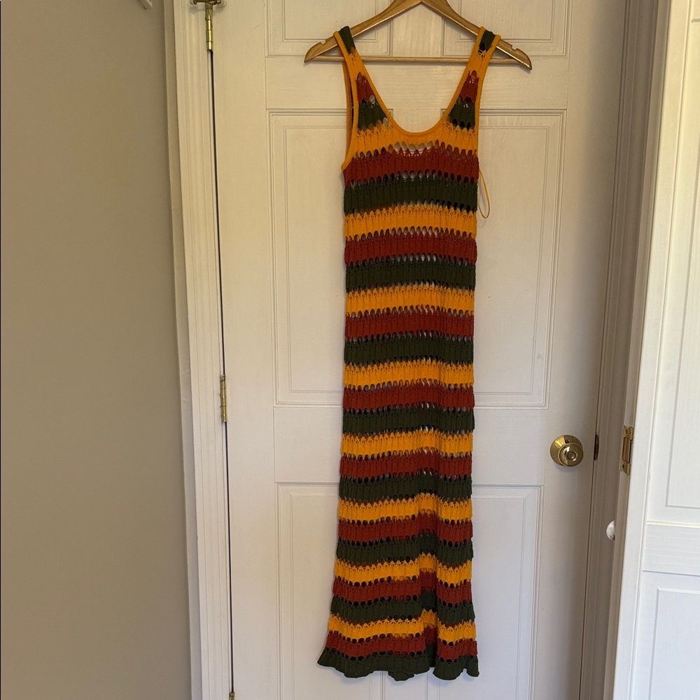Zara Colorful Striped Knit Maxi Dress